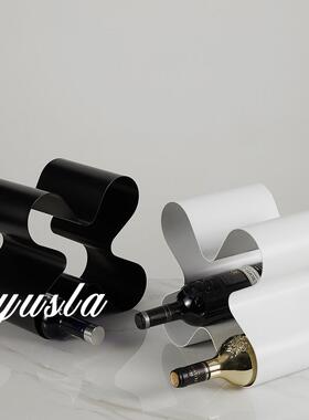 意式简约客电厅柜酒柜红酒架视酒瓶红AB1270摆放柜子摆件金属别墅