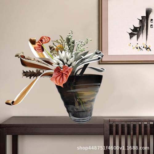 现代饰轻奢玻仿真花艺花朵餐桌软无品牌/装酒店板间样璃花器插花