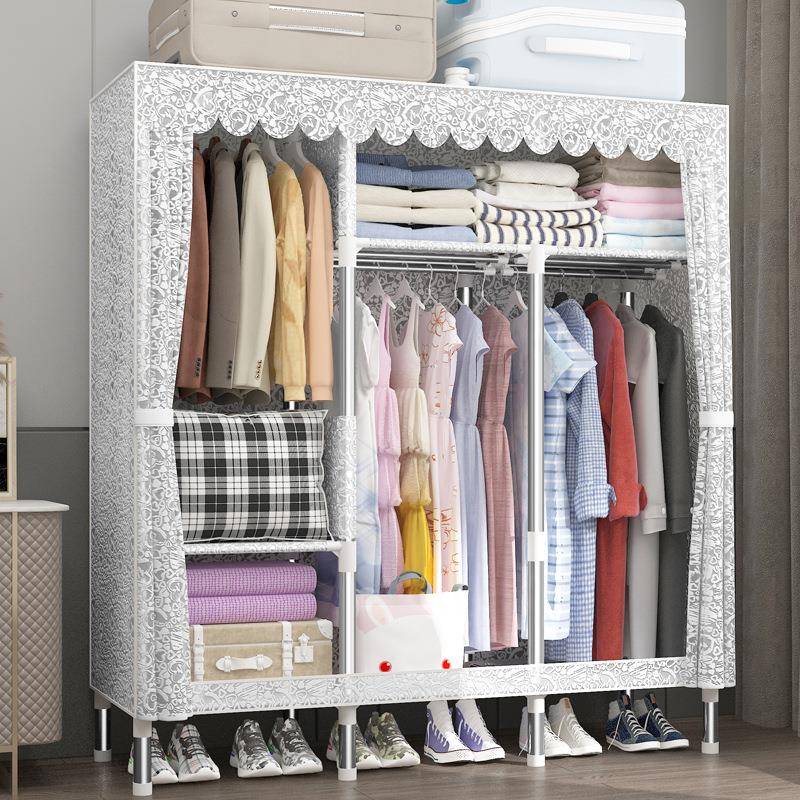 全钢架柜加家用简易布柜钢管衣加衣粗加固挂衣布柜双无品牌/厚人