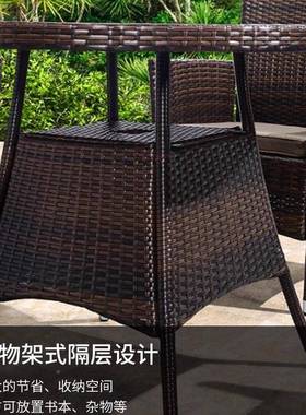 编藤桌椅四件户套休闲阳台半合包桌椅组简约室内花园庭院桌外ZIF
