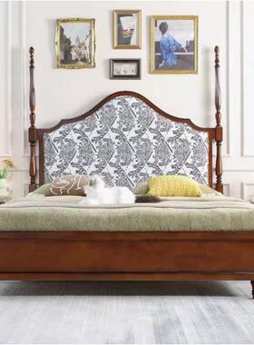 法式1美复古实木床.8米约主卧双人床1.5米中NWA古风软包简床式大