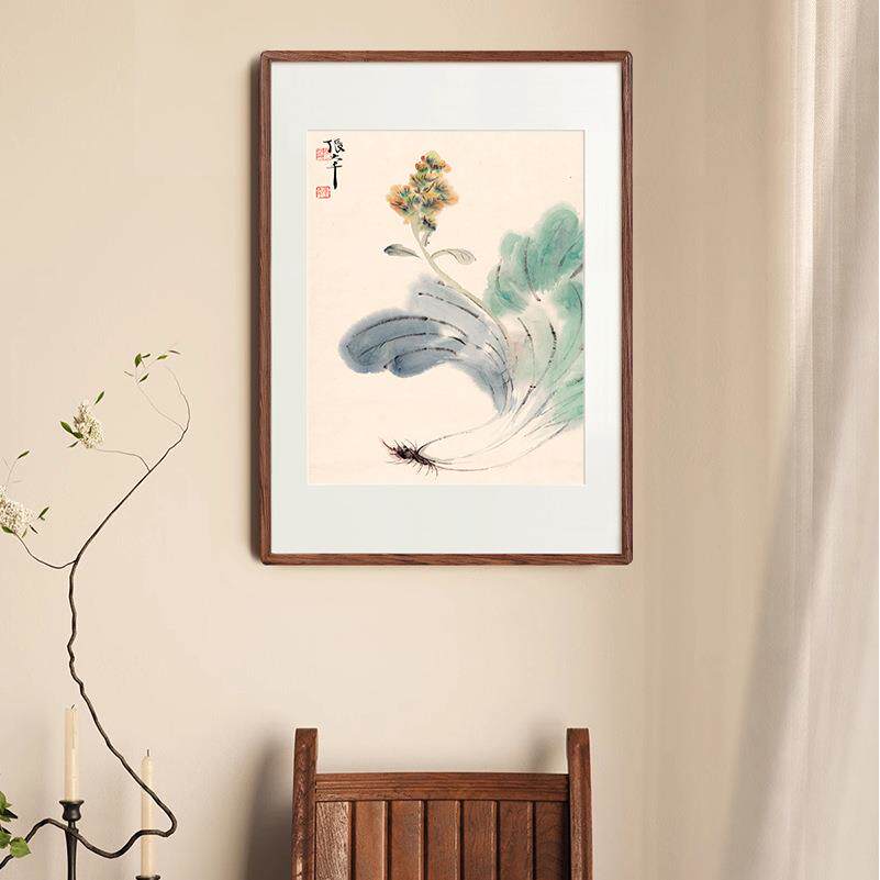 千白菜开大花装饰画客厅书房室国画玄关挂画HFE办公茶室新中式张