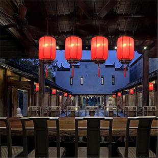 厅805新中式红色宫布吊灯仿古餐门厅灯现代中国艺风婚庆吊灯