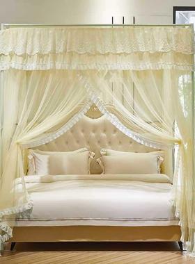 2源头205新DVW密款蕾丝三开宫门落地廷蚊帐家用卧室加加厚支架白