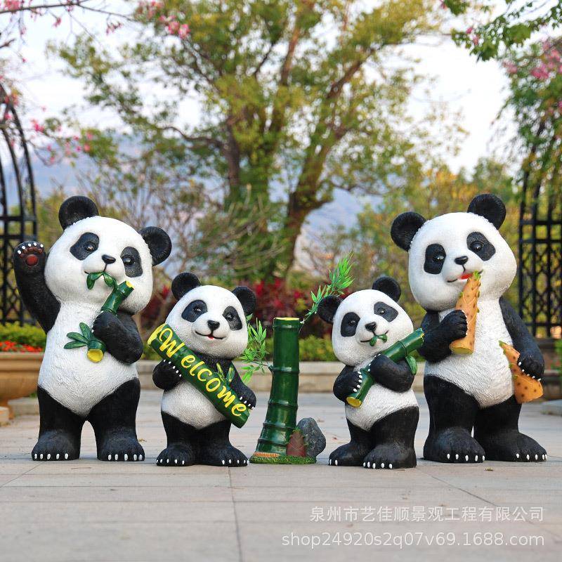 户外林景观造园景玻璃动物雕塑仿真院熊钢猫摆件花园庭装FBS饰摆