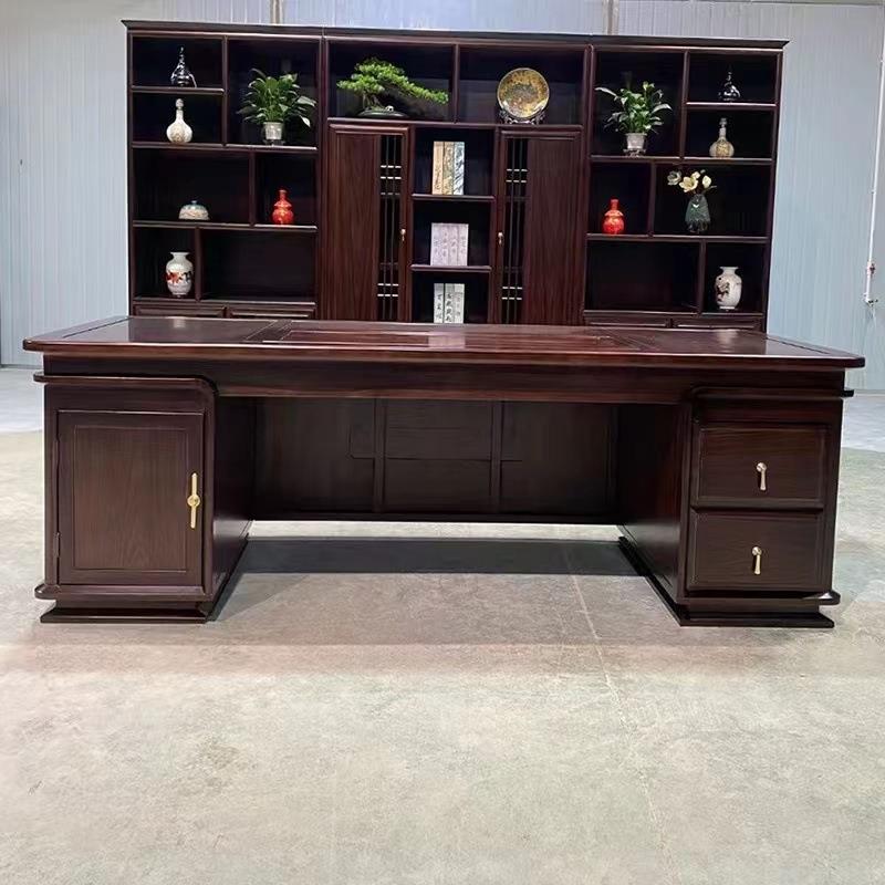 花梨书木办公桌高档办公室老板桌ZNG实木班大台家用书全桌法桌椅