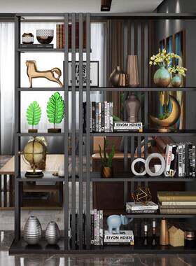 进门玄关隔断HOQ风中屏栅式客厅隔断墙置物架入挡户原木风装饰座