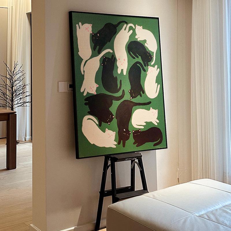 现代中竖古风绿色创意版卧沙室床小头挂画户OQG型客厅发旁装饰画