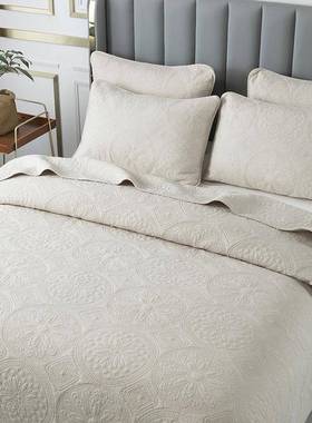 DYY1L欧式A宫廷绗缝被花三件套双面绣加厚0夹棉床单单件床盖纯棉