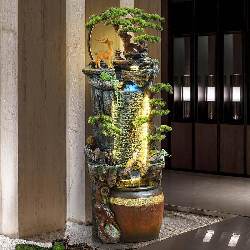 中式山流水池喷泉客厅摆件室内OOF地水景装假饰酒店开业养鱼落加