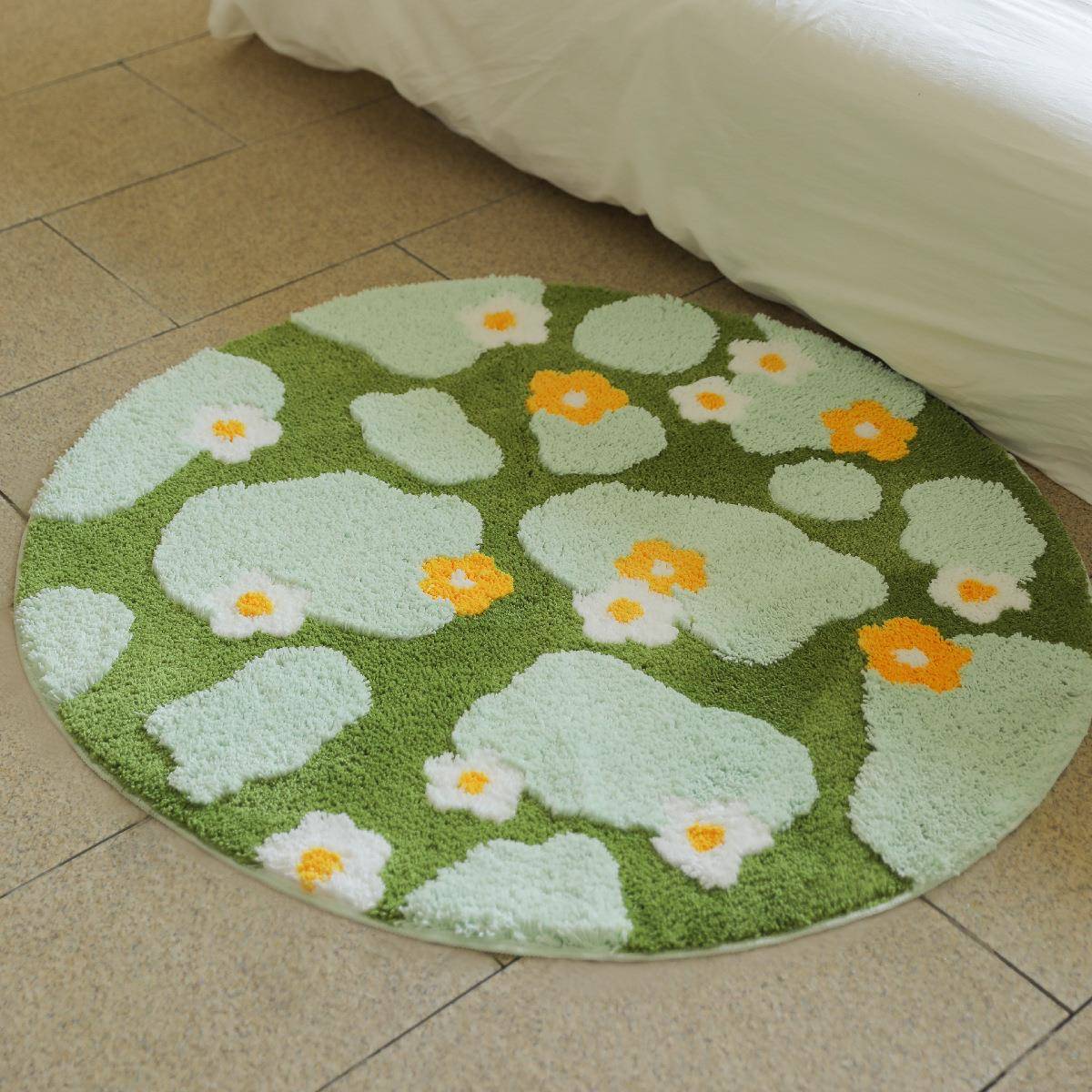 植绒地毯家浴室垫卧地室JAA簇绒地毯客地毯机织苔厅藓圆形厂毯