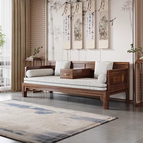 实木罗汉床新中式家用折叠推拉床冬夏两用小户型双人沙发床组合