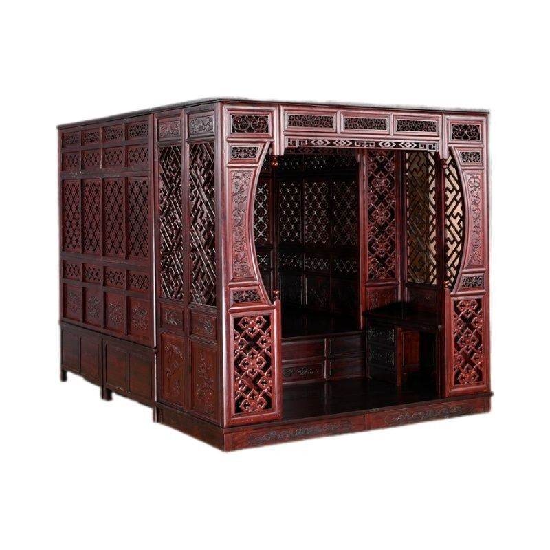 实木印尼架子床花梨木明清雕花千工拔双人踏步步床古典中式仿古