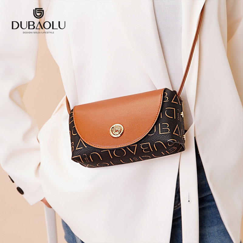 都宝路新款时尚拼色气质简约轻奢潮流百搭复古时尚印花单肩斜挎包
