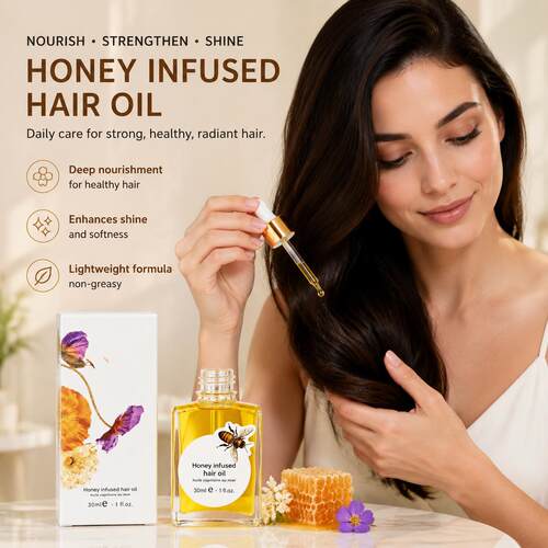 跨境Honey Infused Hair Oil蜂蜜护发精油修护分叉干燥滋润护发油
