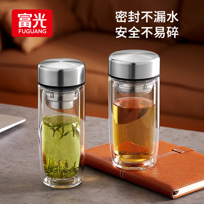 富光鹅蛋玻璃杯双层隔热防烫泡茶玻璃杯