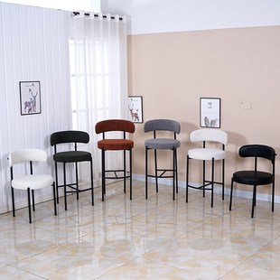 加厚高脚凳靠背软包家用椅商用现代简约酒吧凳子钢筋凳餐厅椅子