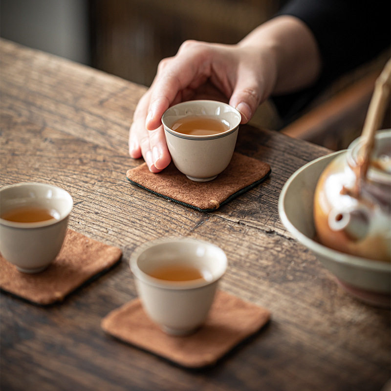 茶杯垫禅意草木扎染手缝茶道空间图片