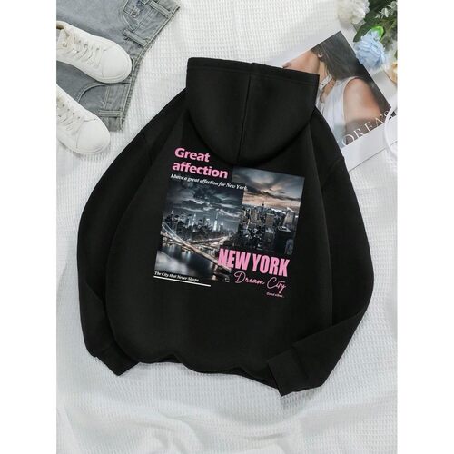 Loose Hip Hop Long Sleeve Hoodie for women宽松嘻哈长袖连帽衫