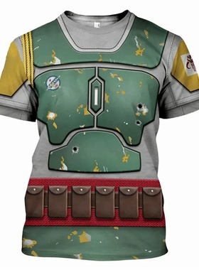 3D printed short sleeved pullover T-shirt3D印花短袖套头T恤男