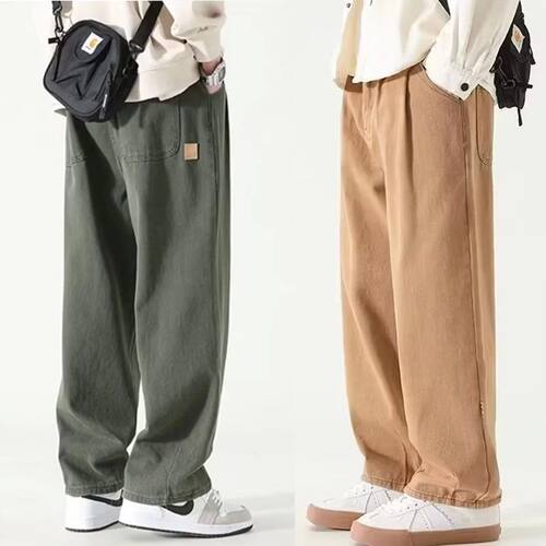 Loose wide leg workwear pants for men 纯色宽松阔腿工装长裤男