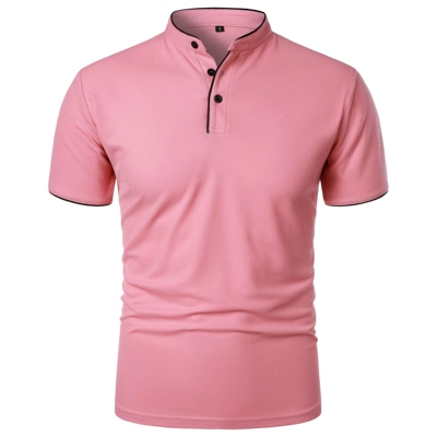 Stand up button color blocked slim fit shirt立领纽扣拼色衬衫