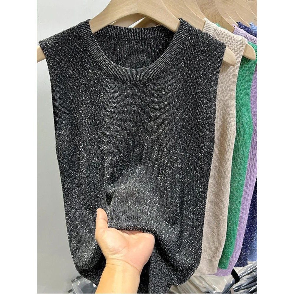Round neck loose sleeveless top for women 圆领宽松无袖上衣女