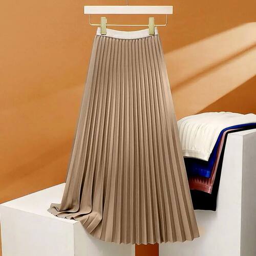High waisted skirt with pleated skirt women 高腰半身裙百褶裙