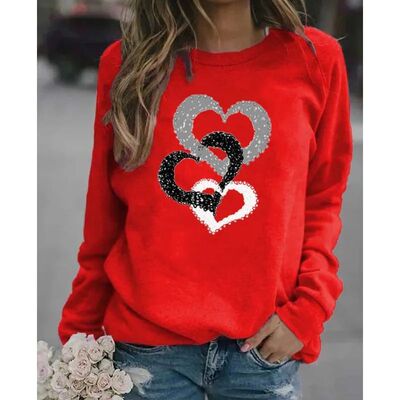 Love printed round neck long sleeved sweatshirt 圆领长袖卫衣