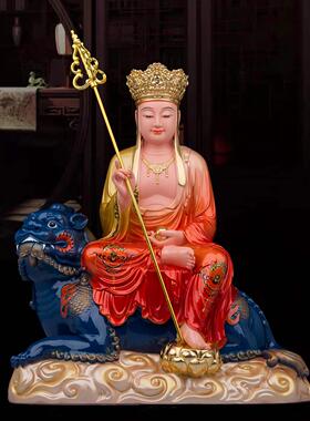 地藏王菩萨听佛像九华山KQW坐谛地藏王骑佛像汉白玉寺庙用摆家件