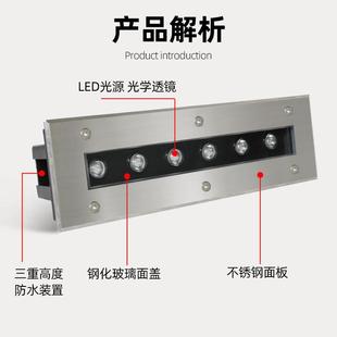 超薄长条地埋灯户外地灯亮场化户外防水洗墙广灯式过道嵌入长条地