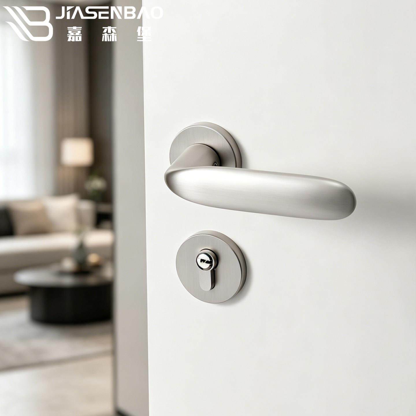 嘉森堡磁吸静音具锁寝室木门门锁 分体式镍色嘉森堡(门锁 浙江门