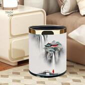 新中式 容垃家圾桶客厅酒店客房YCA双层卧室卫生间高档用大量国风