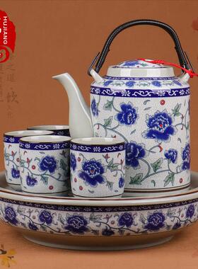 虎匠景德镇陶瓷茶套组用客厅中整套具式青花瓷覆HJ-0032家古泡茶