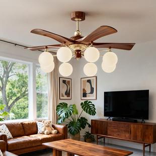 0中古风吊扇灯厅225新款客餐厅卧室魔豆风扇灯现代简约家用电扇灯