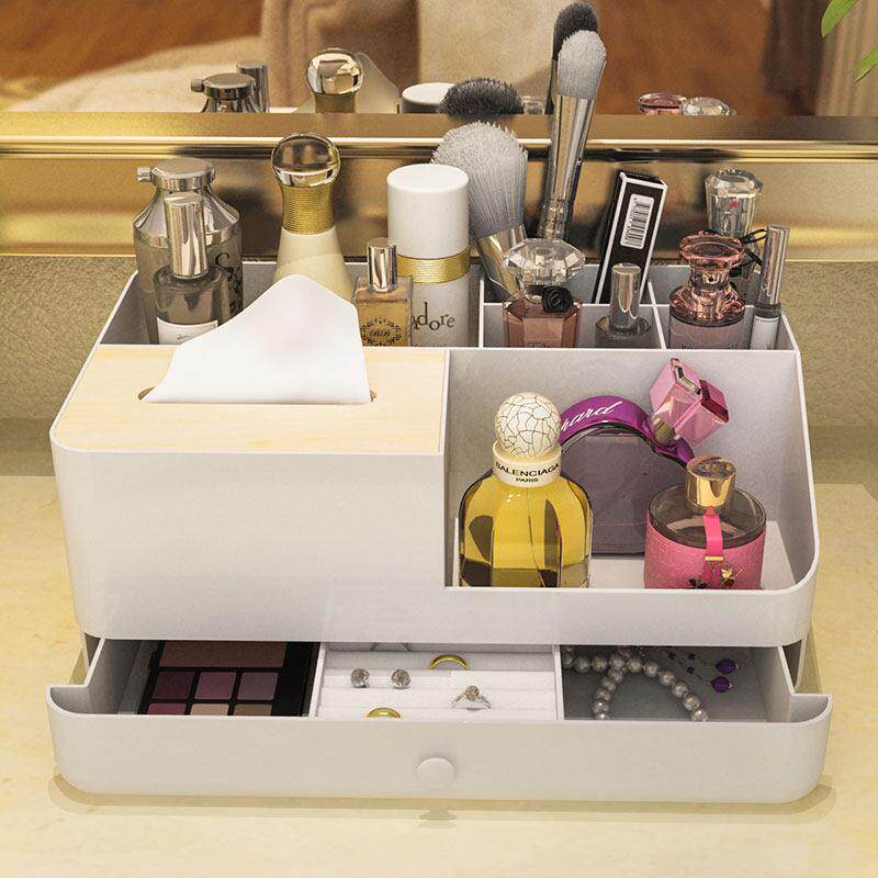 床头桌面化妆架台首化妆护肤红品口倍易加遥控器饰收纳盒整理储物
