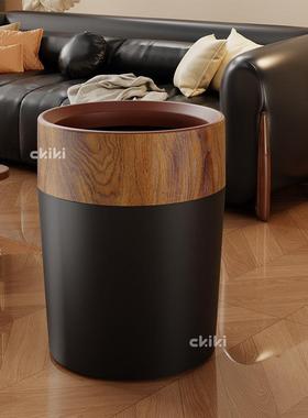 木纹垃纸圾桶家2026新款新式lc2304高档酒店民宿中用化妆室专用大
