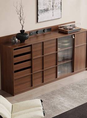 中古风餐边置柜柜靠墙一体客厅物房矮厨备餐柜小茶水柜子Cbga109