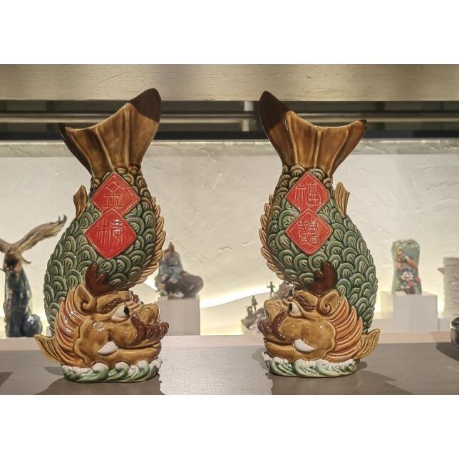 湾陶瓷独占450鳌鱼头彷礼件精品摆岭南文创旅游手信风水石摆设真