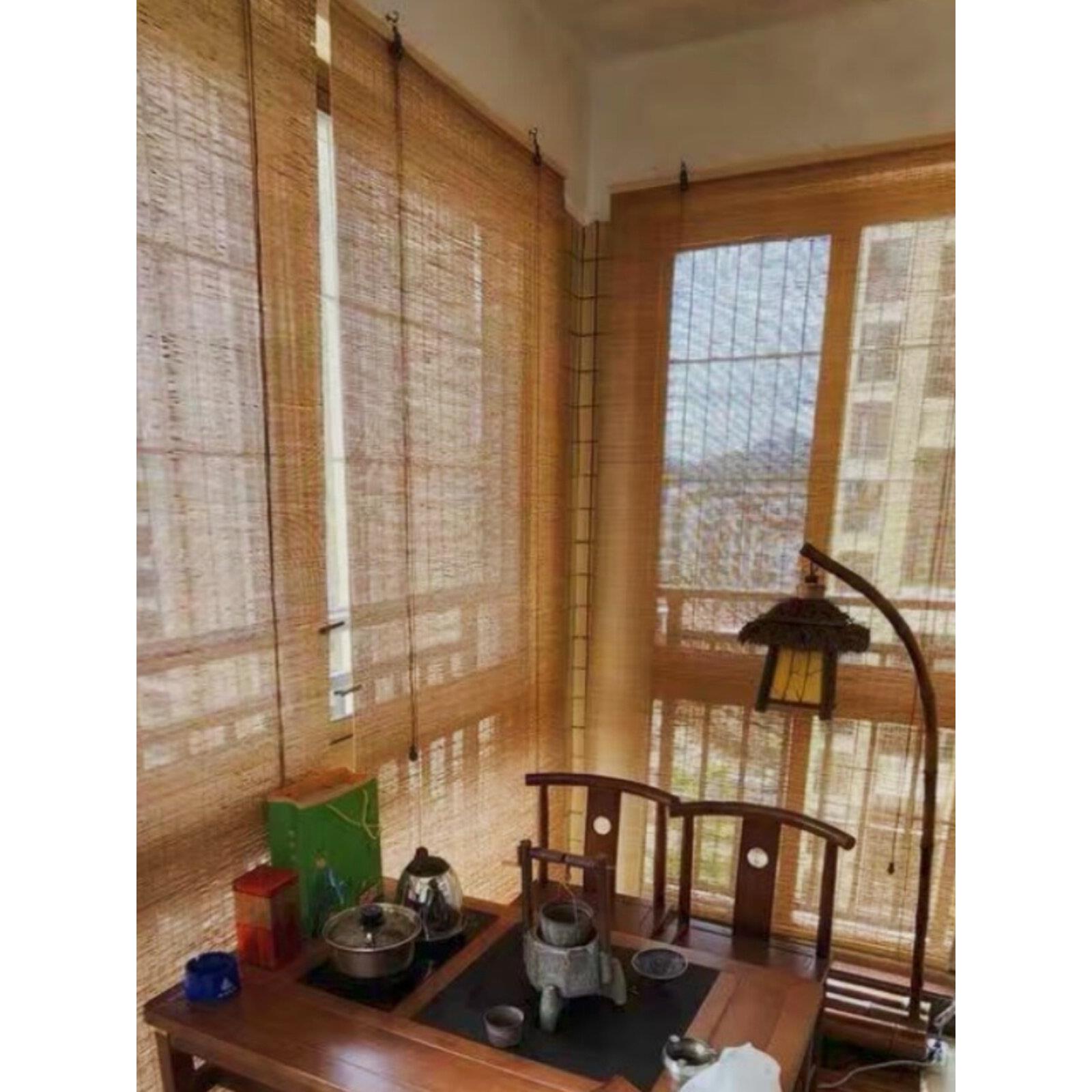 户竹帘卷帘中式风格挡遮阳热防晒防水防霉挡隔风ARW雨阳台外凉亭