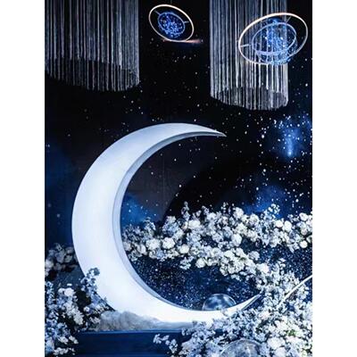 发光的月亮婚礼道具酒背店婚礼舞台AZX景灯装指饰铁拱门路南创意