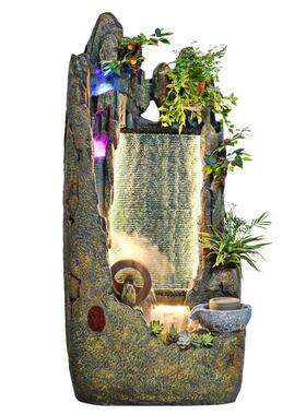 假喷山流水墙摆件水水车山川水幕风礼轮招财泉办公室造景观装饰开