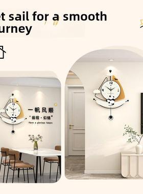 钟表挂钟客新厅现代简约餐网钟红创24320意厅静音时挂墙2025款