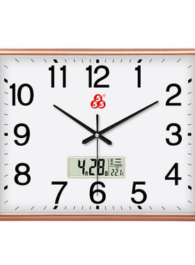 牌上5海三XPV五钟表55厅卧室简约石英钟现代时尚静音壁客挂钟表长