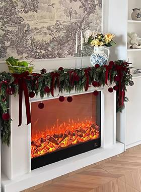 圣挂诞节装置饰仿真藤条壁炉窗口N门头布GQL道具IS氛围感红丝绒球