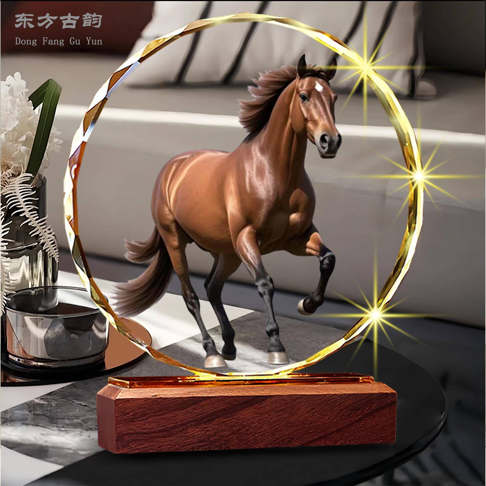 马酒到成功水晶件一室马当先摆NMG乔迁开业客厅办公柜腾达鸿运马