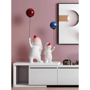 轻奢高饰档网气兔子电视柜JQF两边桌面装品球摆件客厅落地家居红