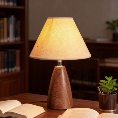 侘寂风TAS141床头古灯摸胡音桃木色中古风触智能语声控台灯卧室复