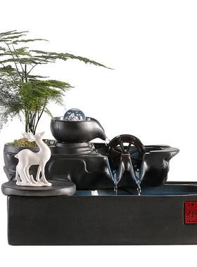 循礼流环水招财生财鱼装饰缸摆件水晶球风水FY-948轮喷泉景观乔迁