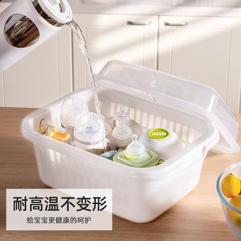 爱丽收思洗菜盆双层KMF-32AG放碗筷盆碗碟架厨房沥水架带纳盖塑漏